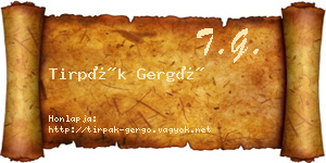 Tirpák Gergő névjegykártya